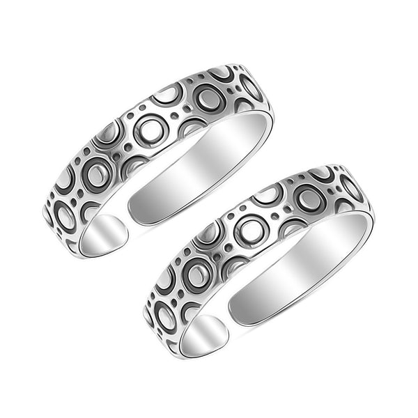 925 Sterling Silver 3D Circle Design Adjustable Toe Rings for Women