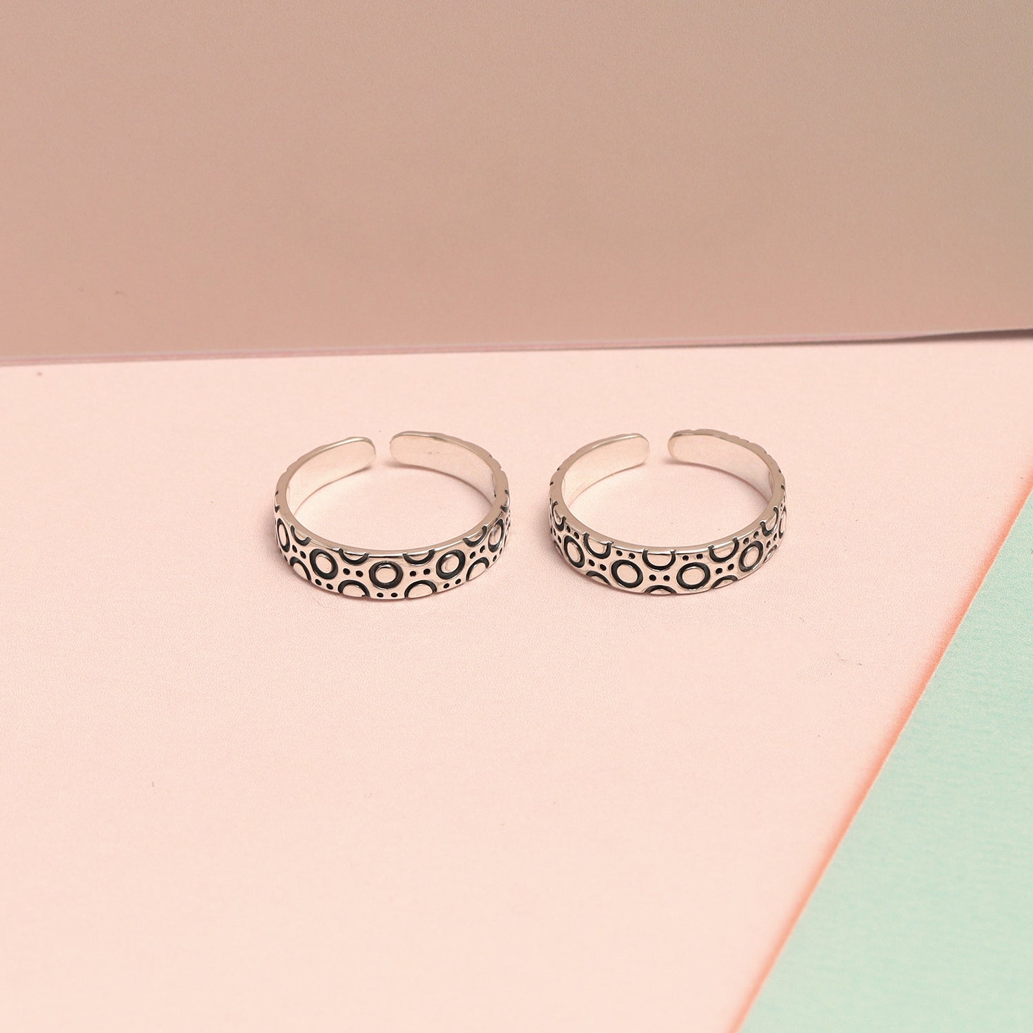925 Sterling Silver 3D Circle Design Adjustable Toe Rings for Women