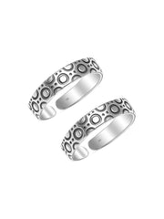 Oxidised Silver Concentric Circle Pattern Adjustable Toe Rings