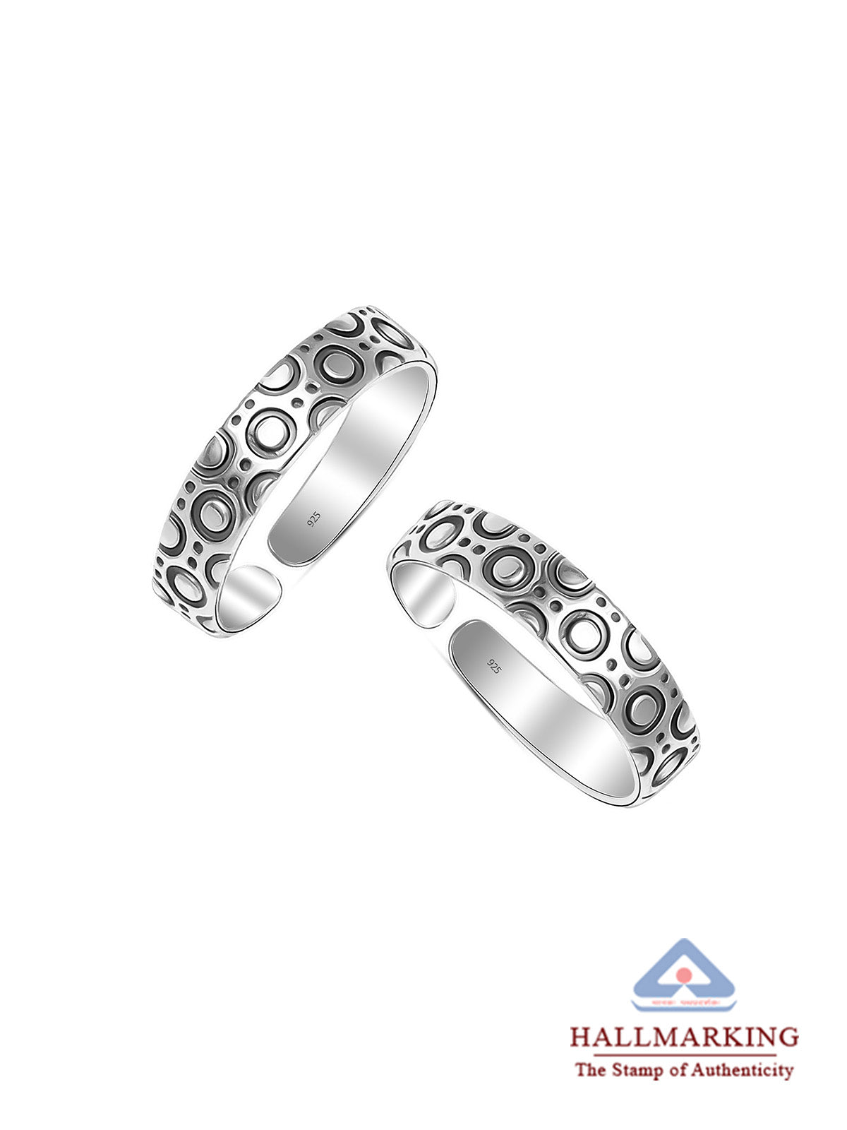 Oxidised Silver Concentric Circle Pattern Adjustable Toe Rings