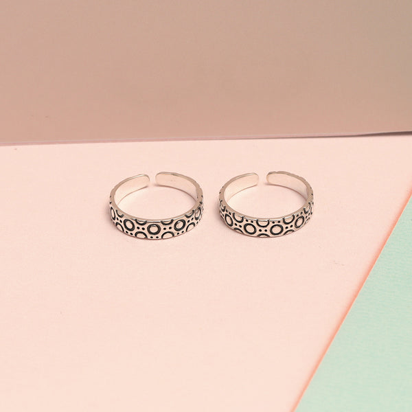 925 Sterling Silver 3D Circle Design Adjustable Toe Rings for Women