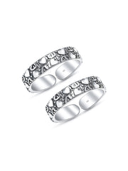 Oxidised Silver Heart Pattern Adjustable Toe Rings