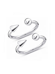 Silver Spike and Ball Open Toe Rings