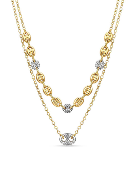 CZ Accent Layered Gold Necklace