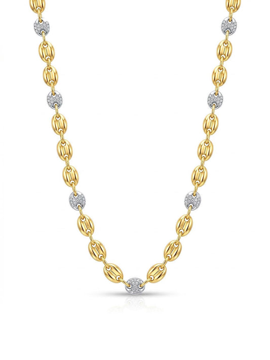 Gold Link Necklace with CZ Accents