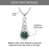 925 Sterling Silver Good Luck Abalone Shell Irish Celtic Knot Birthstone Pendant Necklace for Women