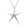 925 Sterling Silver Hawaiian Beach Nautical Ocean Abalone Shell Starfish Pendant Necklace for Women