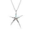 925 Sterling Silver Hawaiian Beach Nautical Ocean Abalone Shell Starfish Pendant Necklace for Women