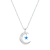 925 Sterling Silver Moon Star Crescent Mother of Pearl Pendant Necklace for Women