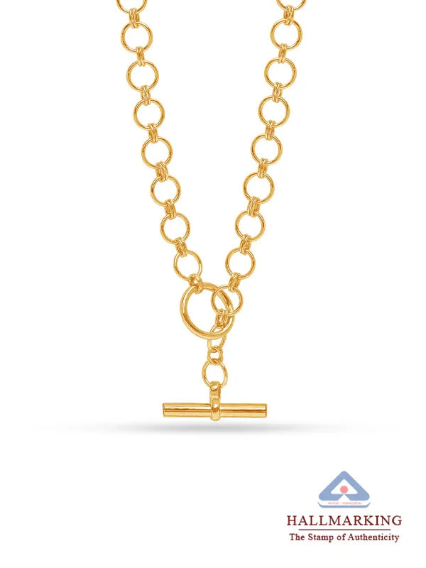 Seren Statement Gold Plated Toggle Necklace with hallmark