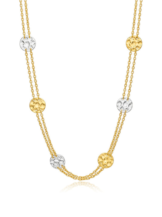 Dual Tone Choker Layered Chain Necklace