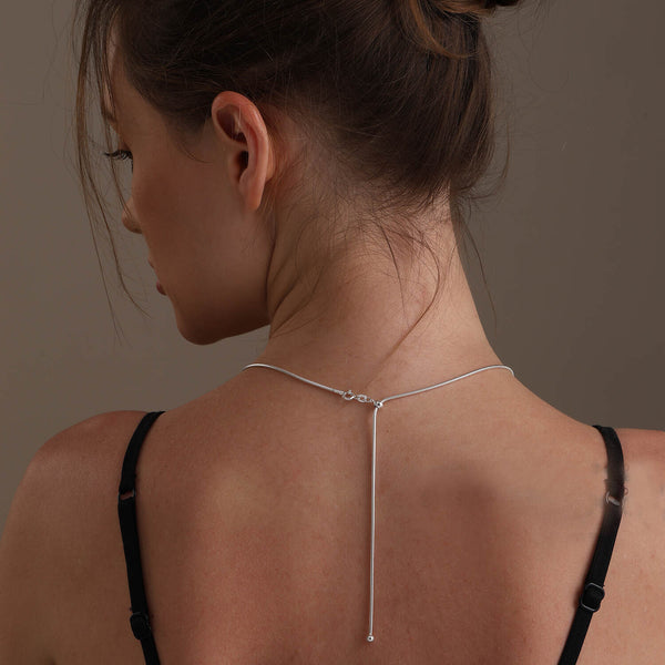 925 Sterling Silver Italian Adjustable Snake Chain Necklace for Women 61 CM