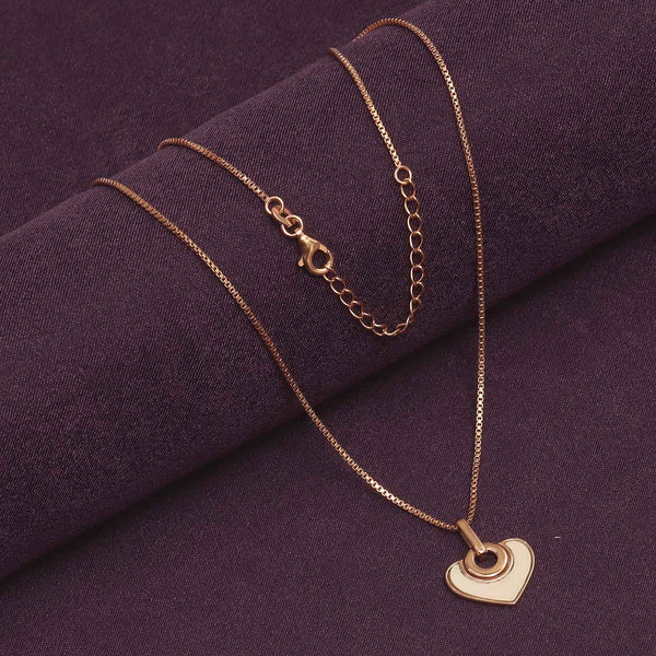 925 Sterling Silver Rose Gold Plated Mother of Pearl Heart Pendant Box Link Chain Necklace for Women and Girls