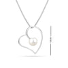 925 Sterling Silver Pearl Love Heart Pendant Necklace for Teen and Women