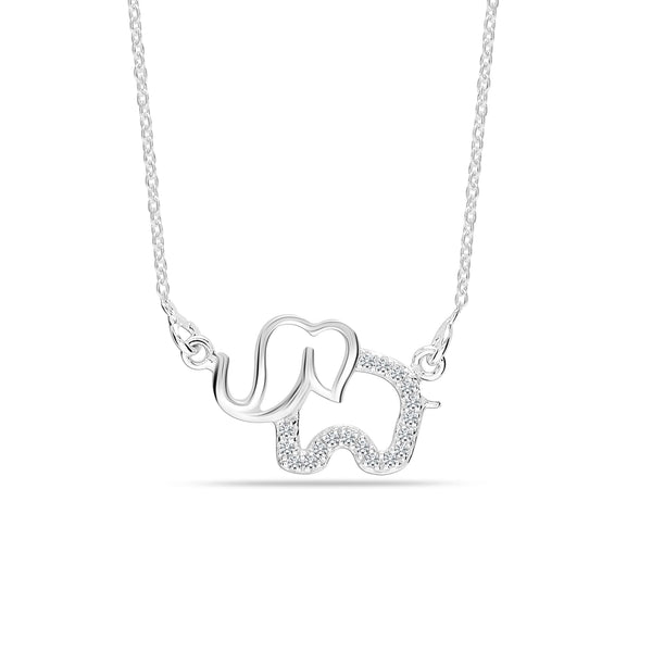 925 Sterling Silver CZ Elephant Necklace for Women Teen
