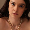 925 Sterling Silver Gold Plated Oval Pearl Necklace for Women