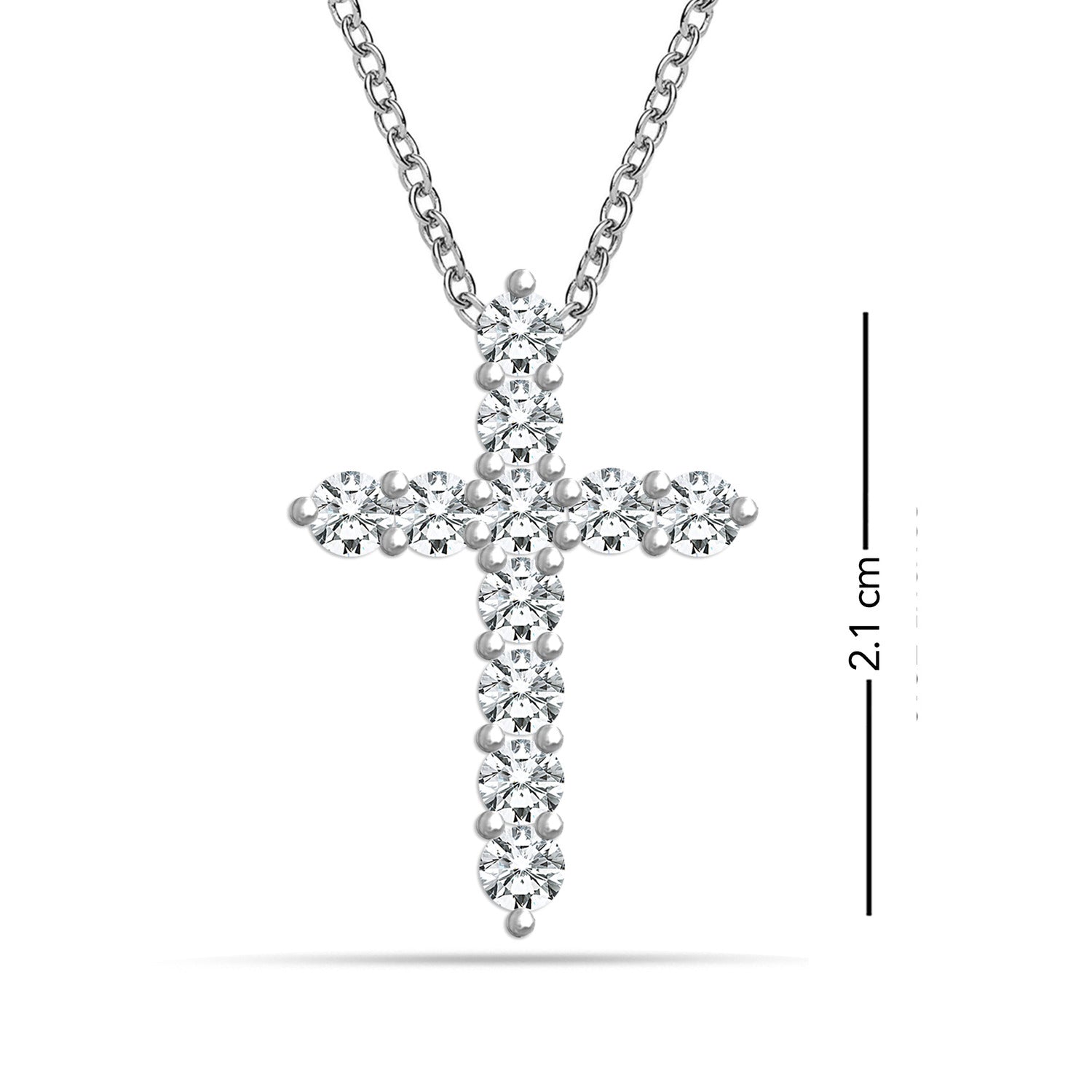 925 Sterling Silver Cubic Zirconia Cross Charm Pendant Necklace for Women Teen