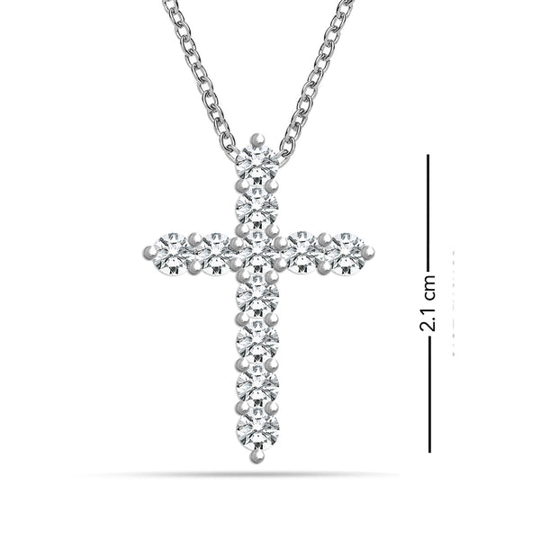925 Sterling Silver Cubic Zirconia Cross Charm Pendant Necklace for Women Teen
