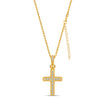 925 Sterling Silver 14K Gold Plated Cubic Zirconia Adjustable Cable Link Chain Cross Pendant Necklace for Women