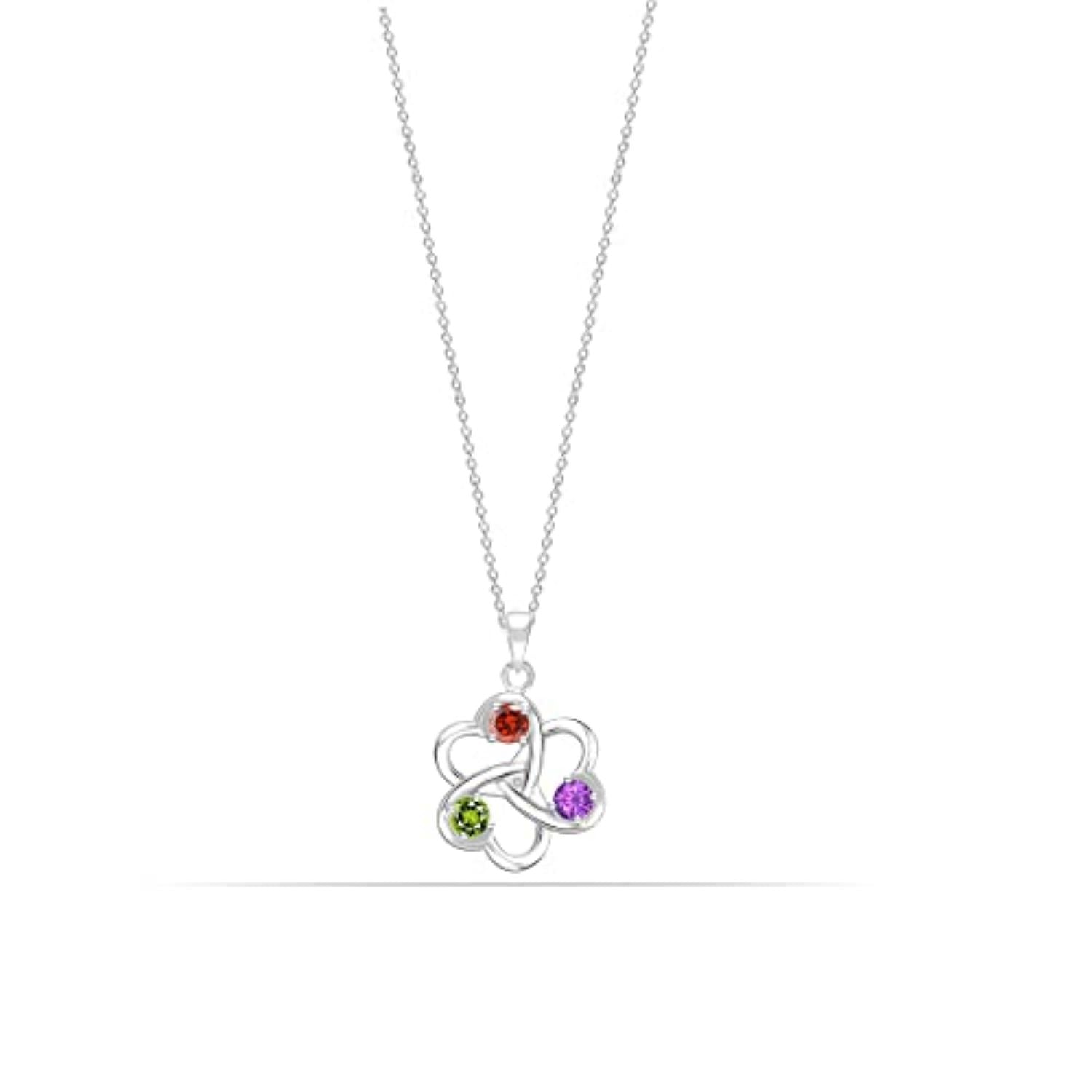 Personalised 925 Sterling Silver 3 Birthstones Build Your Own Customized Chain Love Heart Pendant Necklace for Women