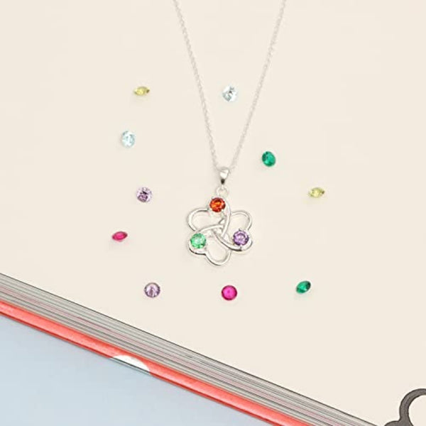 Personalised 925 Sterling Silver 3 Birthstones Build Your Own Customized Chain Love Heart Pendant Necklace for Women