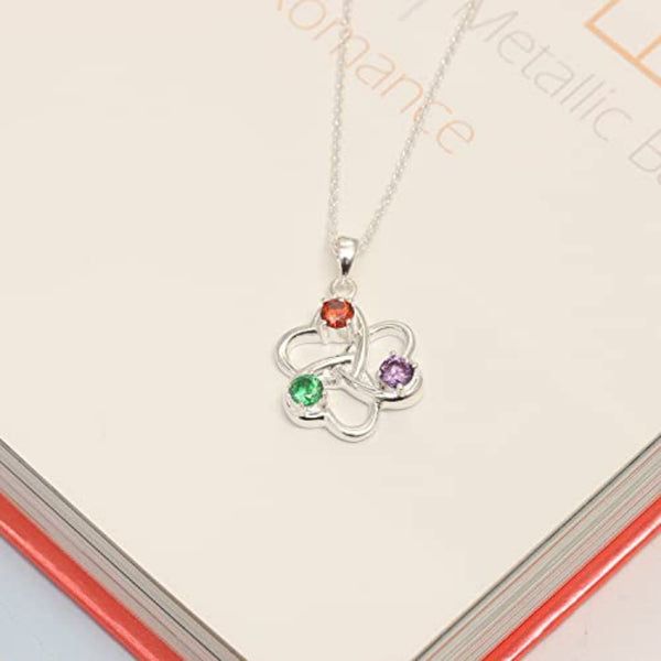Personalised 925 Sterling Silver 3 Birthstones Build Your Own Customized Chain Love Heart Pendant Necklace for Women