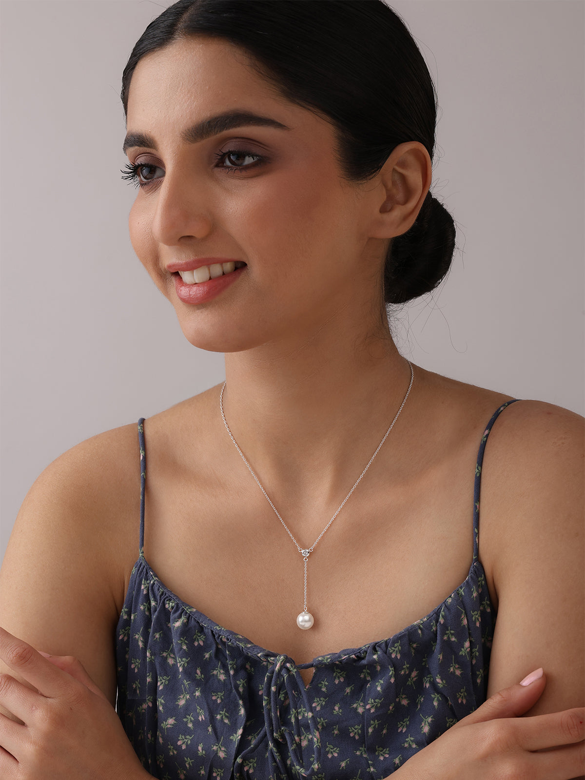 Pearl & Cubic Zirconia Y-Necklace
