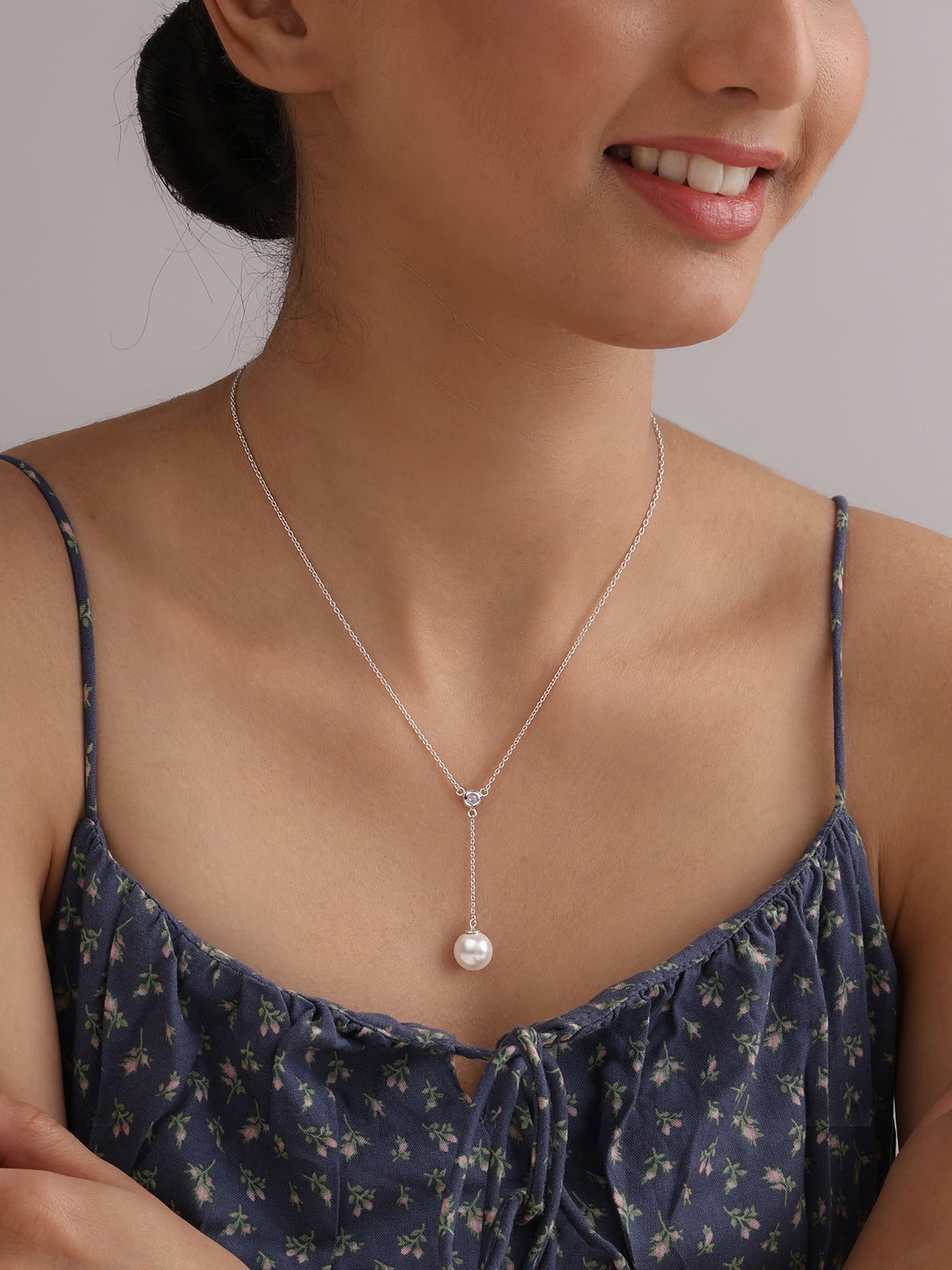Pearl & Cubic Zirconia Y-Necklace