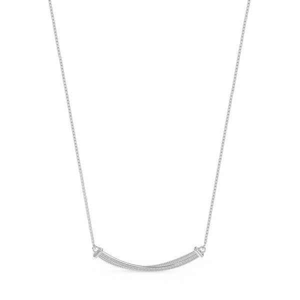 925 Sterling Silver Cubic Zirconia Crossover Bar Classic Design Adjustable Box Chain Necklace for Women