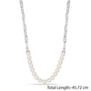 925 Sterling Silver Paperclip Link Pearl Necklace for Women and Girls