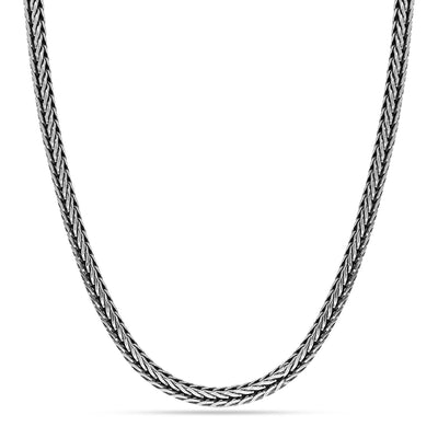 925 Sterling Silver Italian Design Antique Foxtail Chain Necklace Vintage for Women