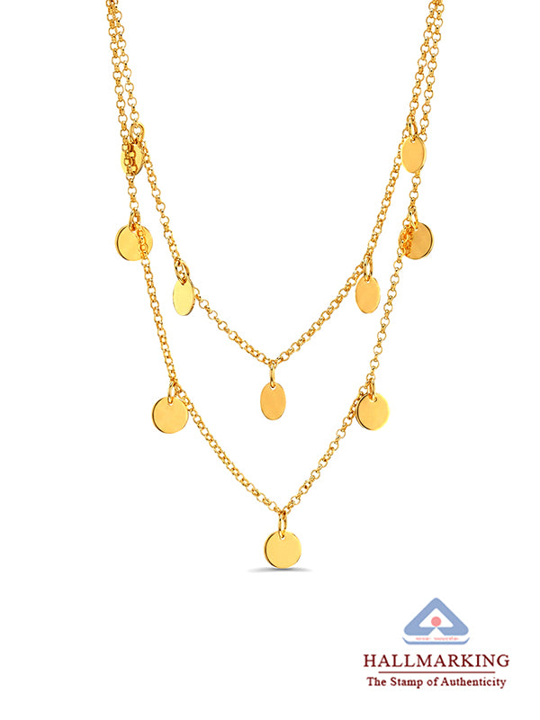 14K Aureva Multi-Row Disc Charm Necklace