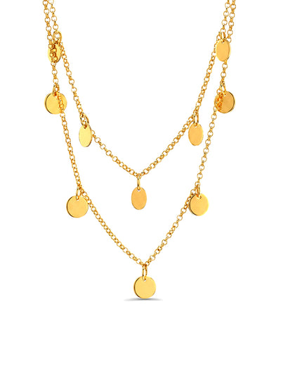 14K Aureva Multi-Row Disc Charm Necklace