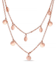 925 Sterling Silver Jewellery | 14K Rose Gold Multi-Row Disc Charm Necklace | acpl-ecom.myshopify.com