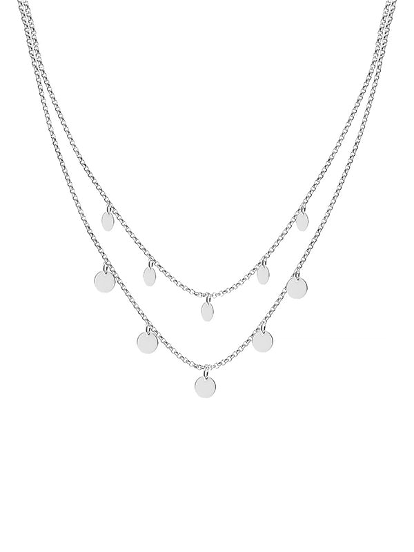 Italian Multi-Row Disc Charm Necklace