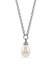 Oxidised Silver Teardrop Pearl Pendant Necklace