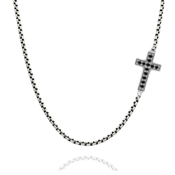 Men's Sideways Cross Necklace With Diamonds Sideway Cross Beaded