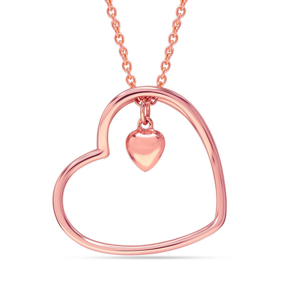 925 Sterling Silver Rose Gold Plated Dual Heart Pendant Necklace for Women and Girls