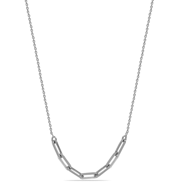 925 Sterling Silver Rhodium Plated Double Chain Adjustable Paperclip Links Chain Necklace for Women Teen