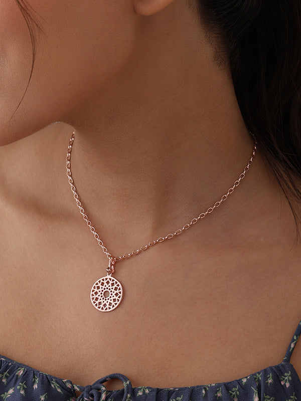 Rose Radiance Mandala Pendant Necklace