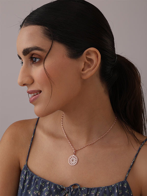 Rose Radiance Mandala Pendant Necklace