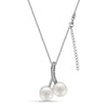 925 Sterling Silver Rhodium Plated Adjustable CZ Pearl Cherry Fruit Cable Link Chain Pendant Necklace for Women Teen