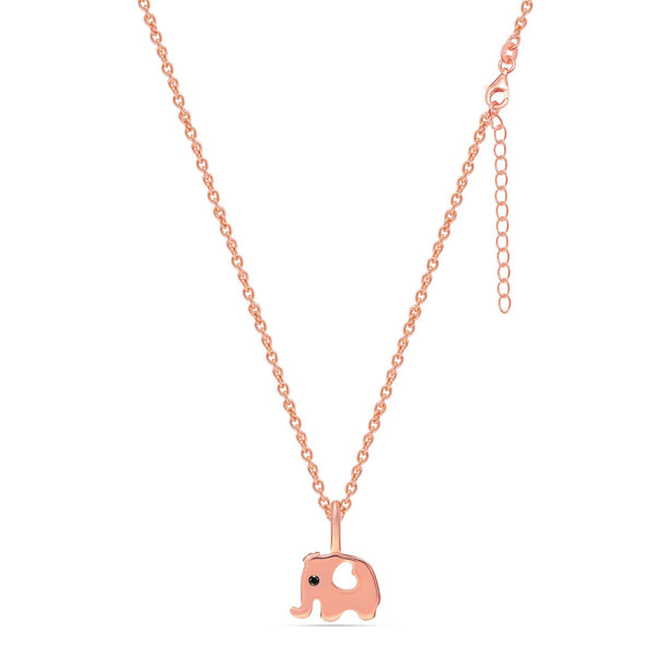 925 Sterling Silver 14K Rose Gold Plated Cute Adjustable Infinite Elephant Pendant Necklace for Women Teen