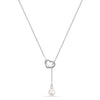 925 Sterling Silver Lariat Pearl Open Heart Shape Pendant Necklace for Women Teen and Girls
