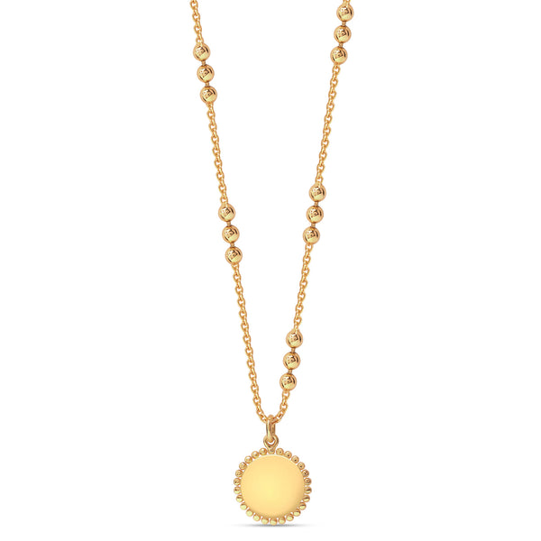 925 Sterling Silver 14K Gold Plated Triple Beaded Adjustable Cable Chain Pendant Necklace for Women