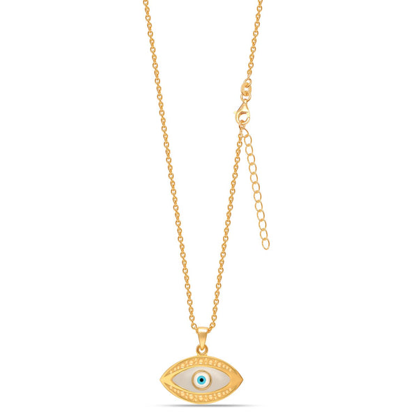 925 Sterling Silver 14K Gold Plated Good Luck Evil Eye Pendant Necklace for Women Teen