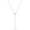 925 Sterling Silver Double CZ Dainty Drop Adjustable Lariat Simple Y Necklace for Women