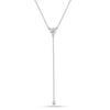925 Sterling Silver Double CZ Dainty Drop Adjustable Lariat Simple Y Necklace for Women