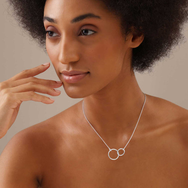 LeCalla Buy 925 Sterling Silver Mother Daughter Interlocking Infinity Double Circle Pendant Necklace for Women