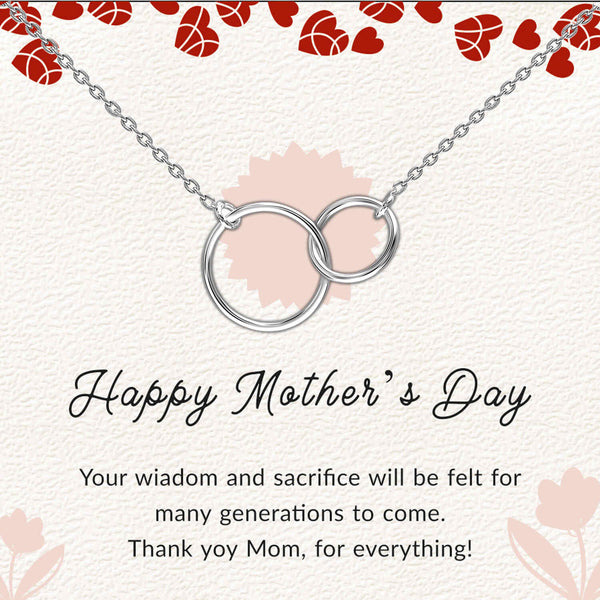 925 Sterling Silver Interlocking Infinity Double Circle Pendant Necklace With Gift Card for Women